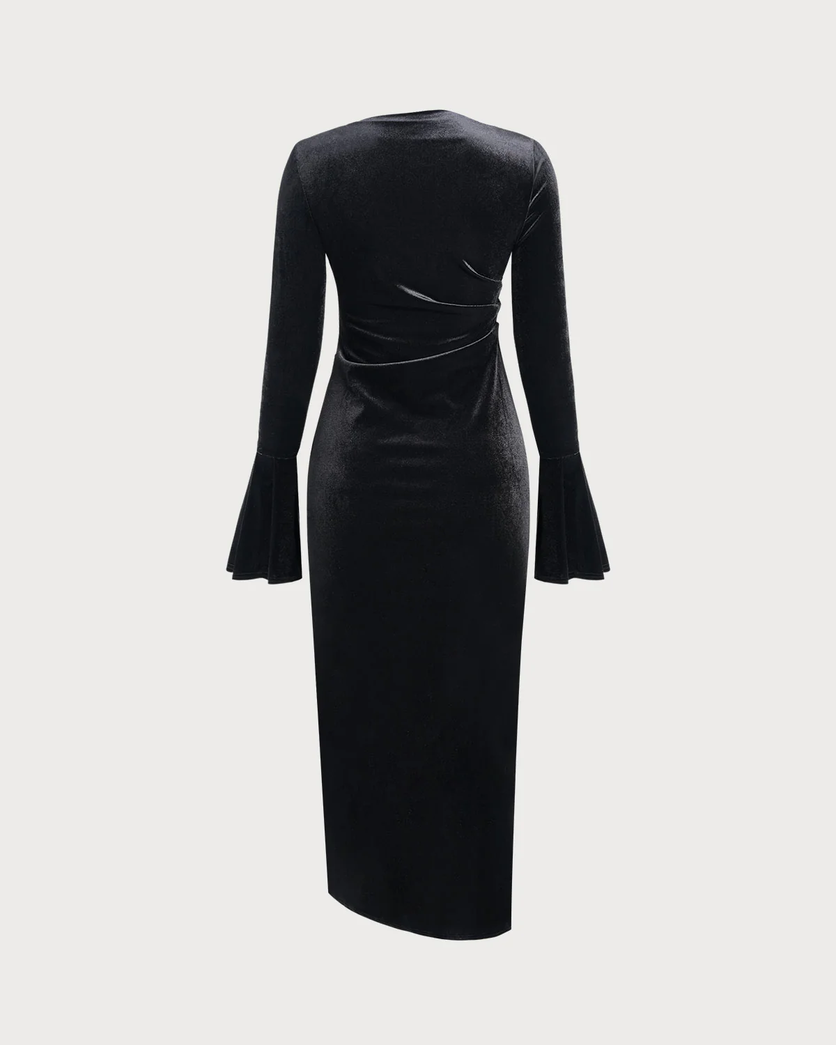 Black Velour Asymmetrical Maxi Dress