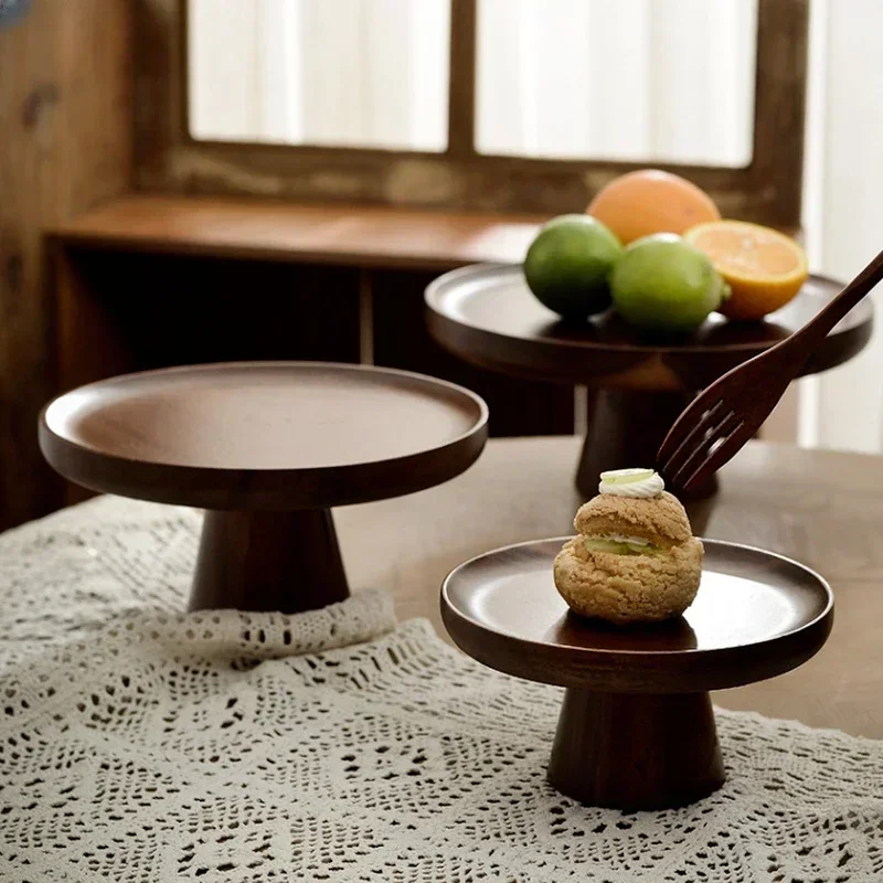 Vintage Walnut Wood Cake Tray