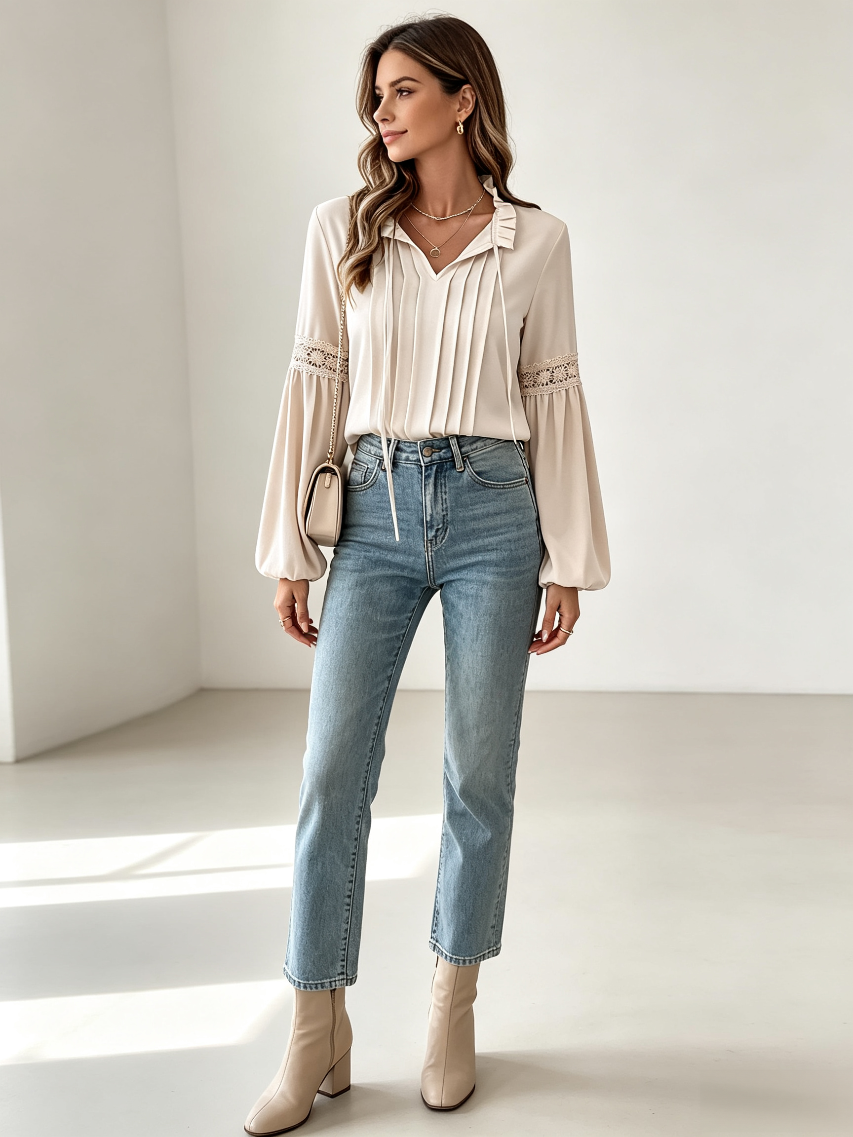 Solid Casual Loose Blouse for Women – Vintage Oversized Shirt, Elegant Autumn Fashion Top