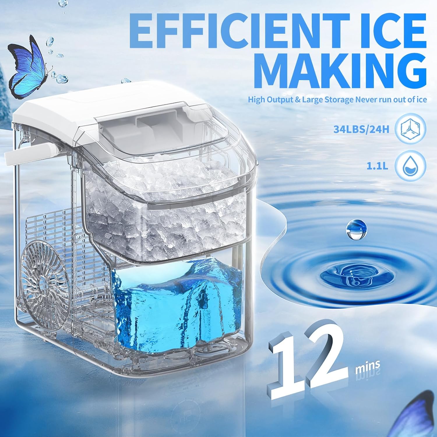 ⚡💟Countertop Ice Maker with Soft Chewable Ice