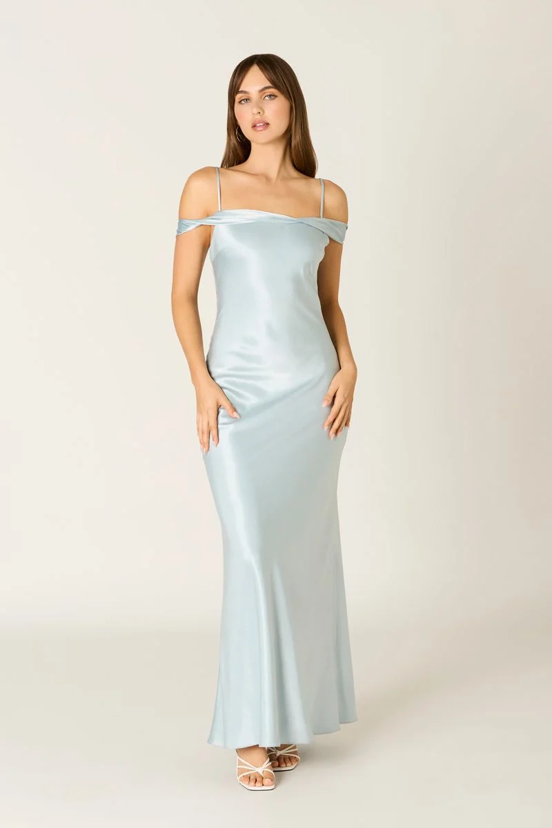 Satin Off The Shoulder Gown - guttulla