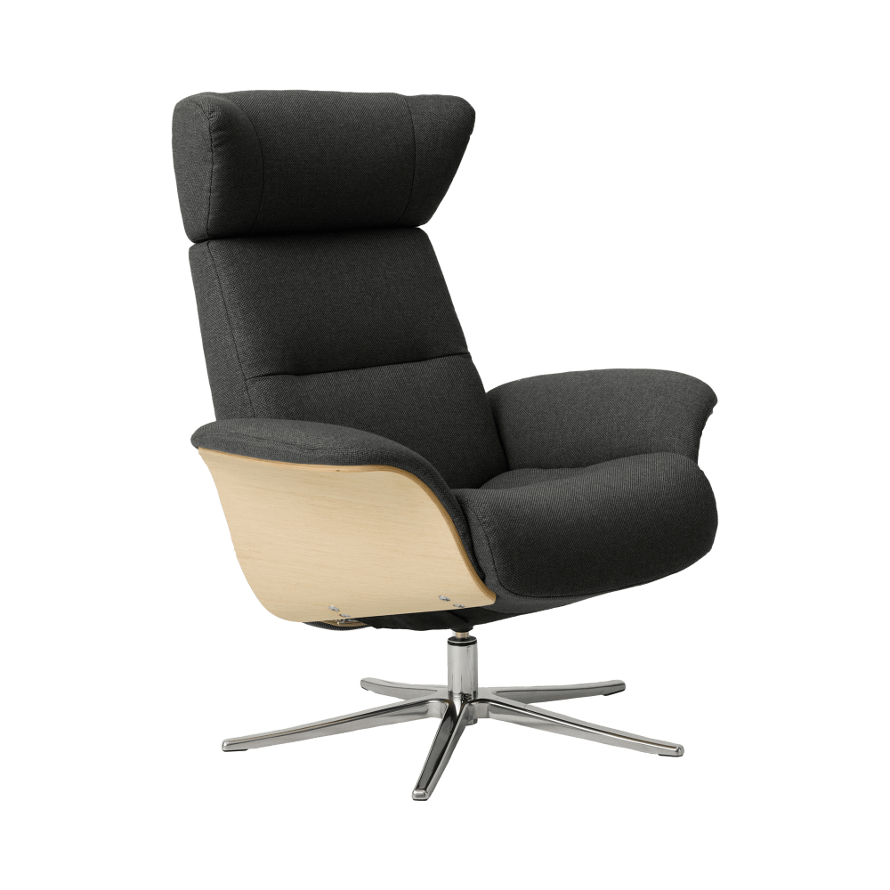 Elio ekornes - Fauteuil relax avec repose-pieds en tissu noir
