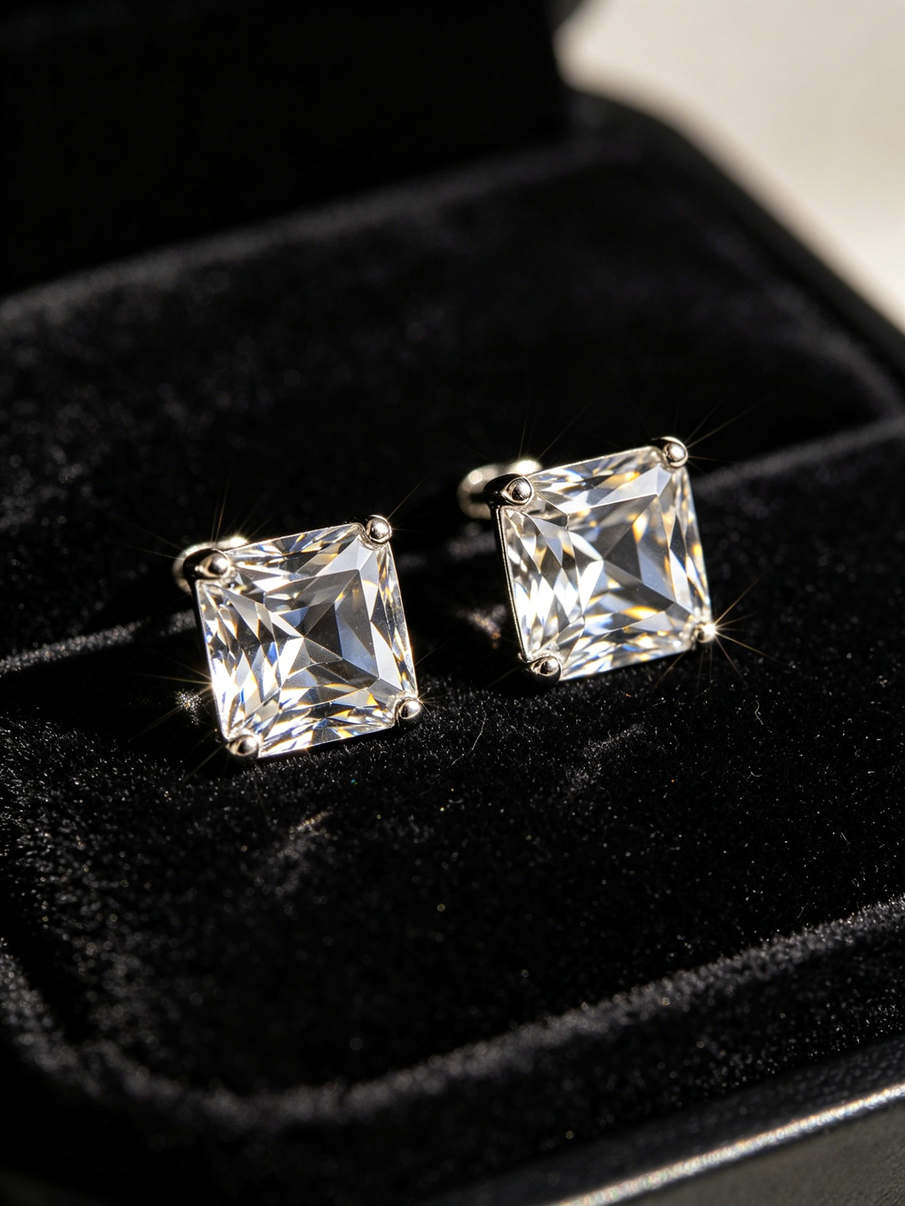 Crystal Square Stud Earrings
