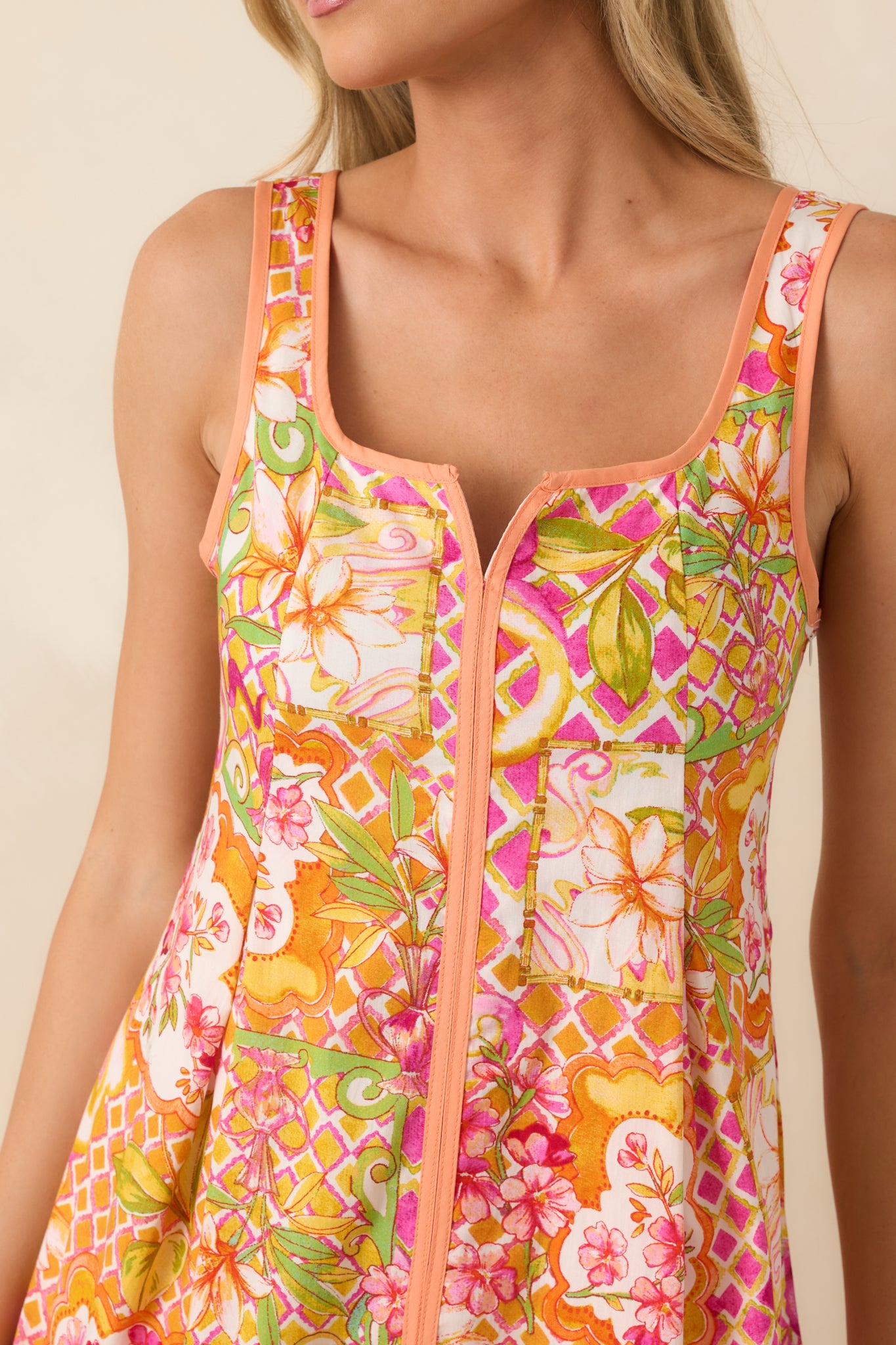 Resort Romance Pink Multi Cotton Floral Print Midi Dress - gazingly