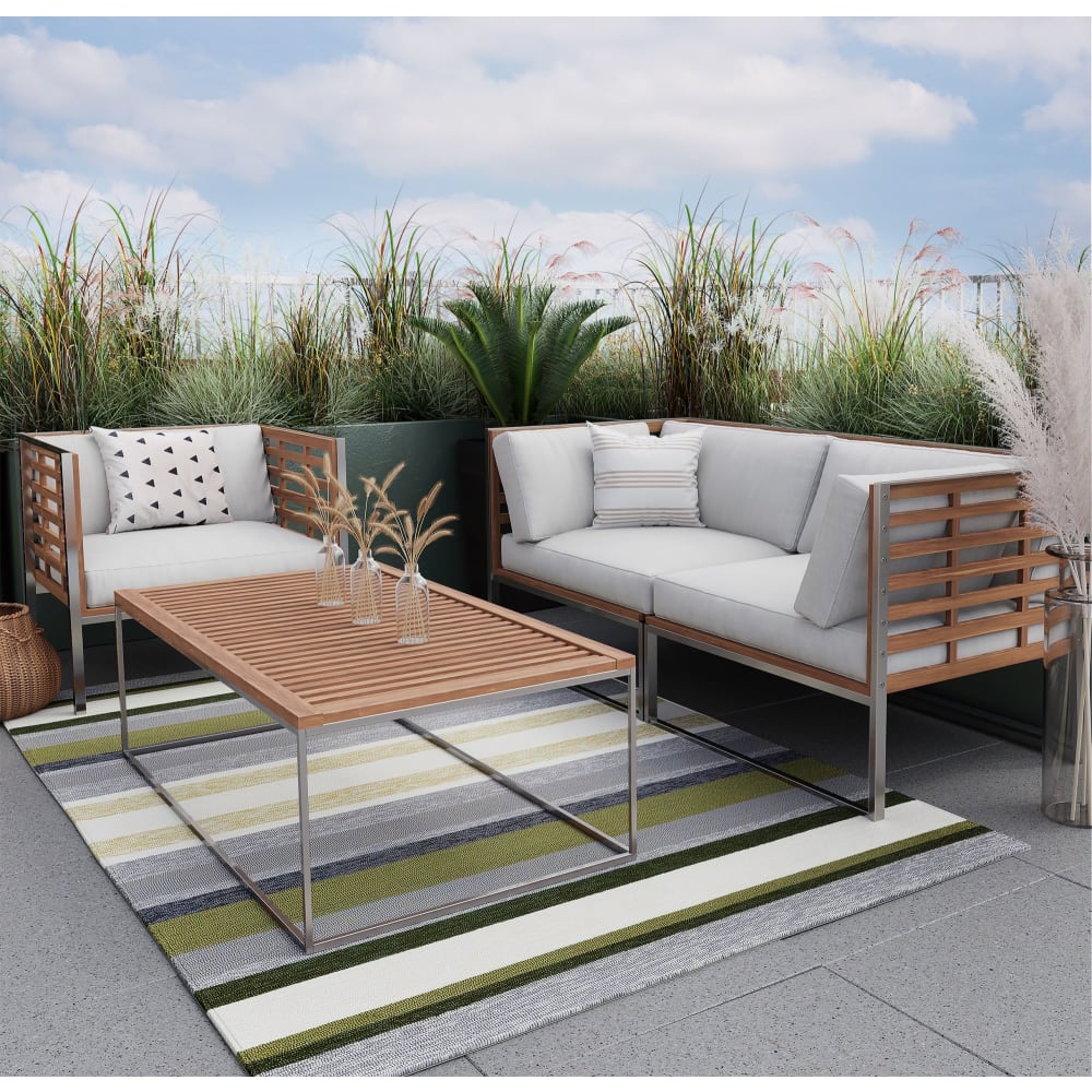 ROSETTA - Tapis d'extérieur outdoor en polyester vert multicolore 120x180 cm