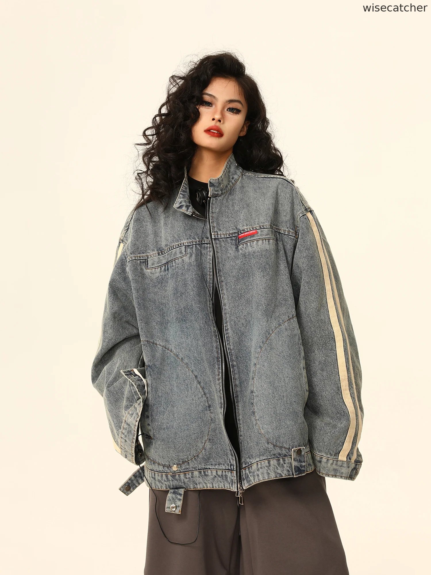 American retro washed blue denim jacket - jugjet
