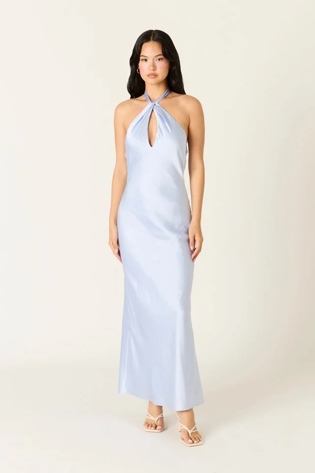 Satin Keyhole Maxi Dress - guttulla