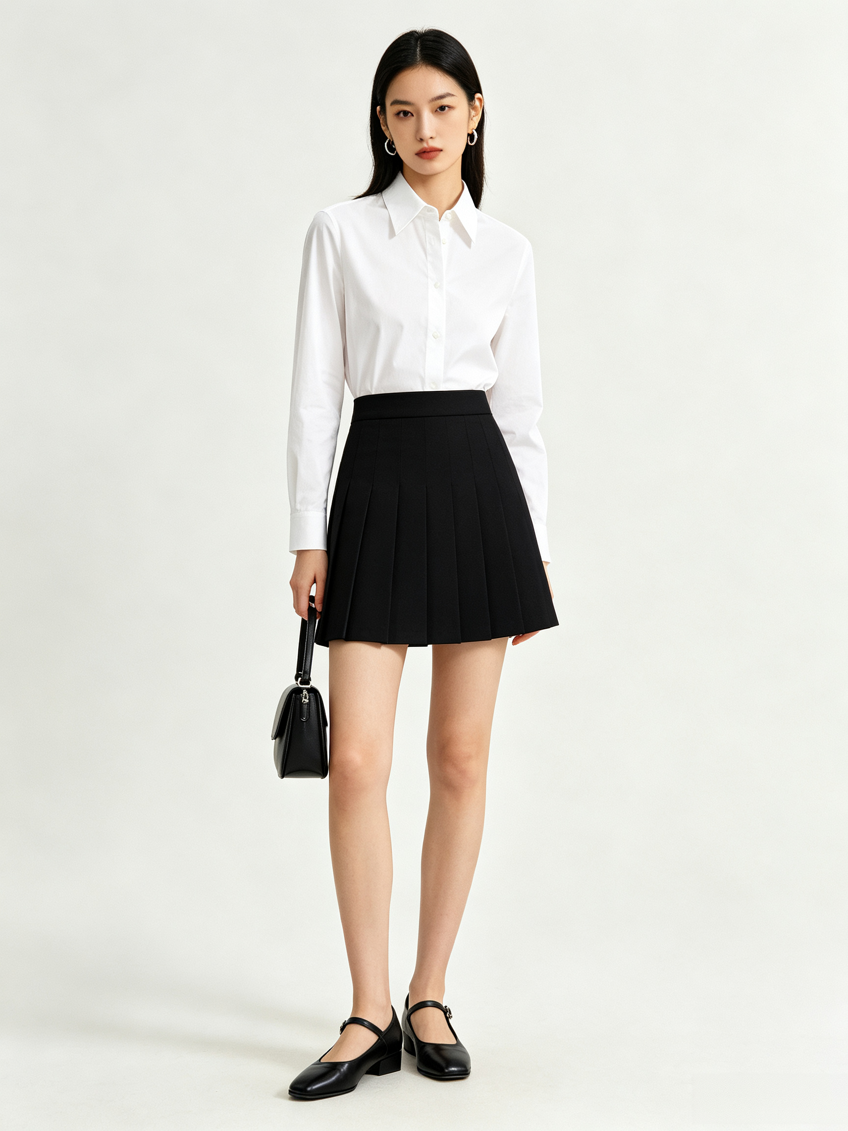 Mid-Waist Pleated Mini Skirt