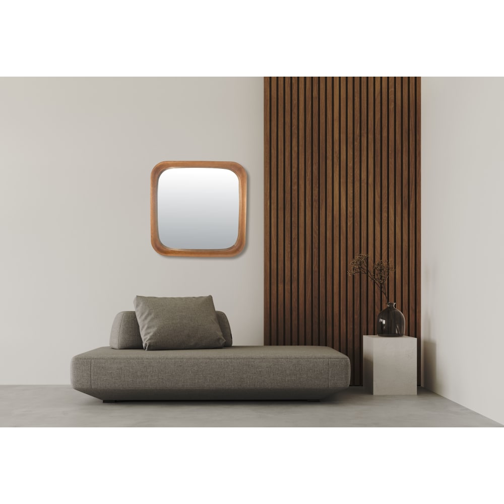 Miroir arrondi bois brun 61x61cm