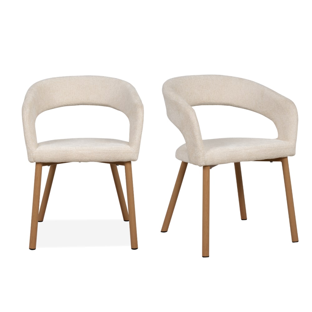 Freja - Lot de 2 chaises en tissu h60 cm - blanc