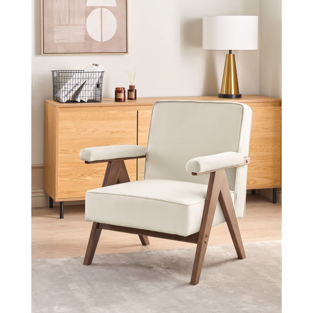 Evje - Fauteuil en tissu beige H81
