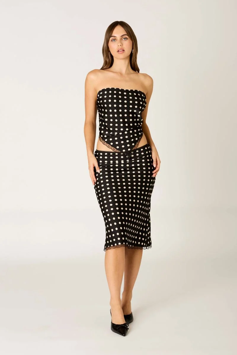 Satin Polka Dot Bandeau Top - guttulla