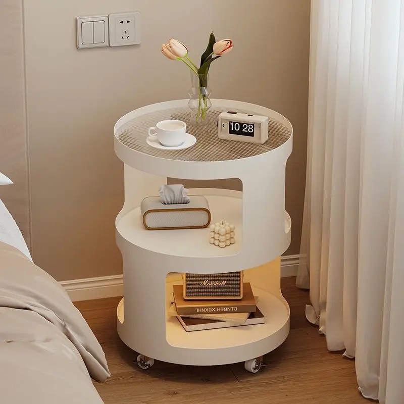 3-Tier Rolling Nightstand Table