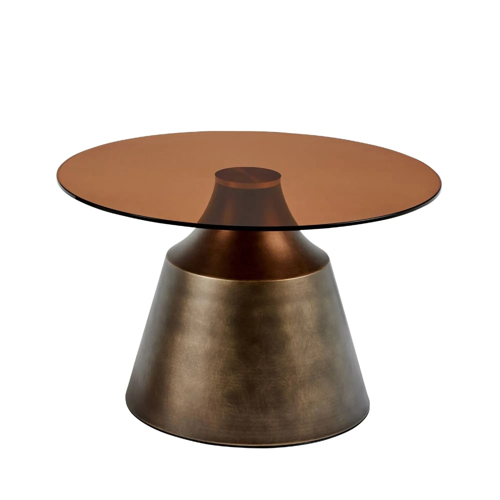 Shade - Table basse ronde en métal et verre fumé d70