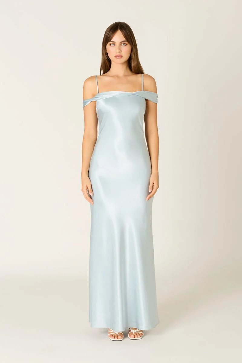 Satin Off The Shoulder Gown - guttulla