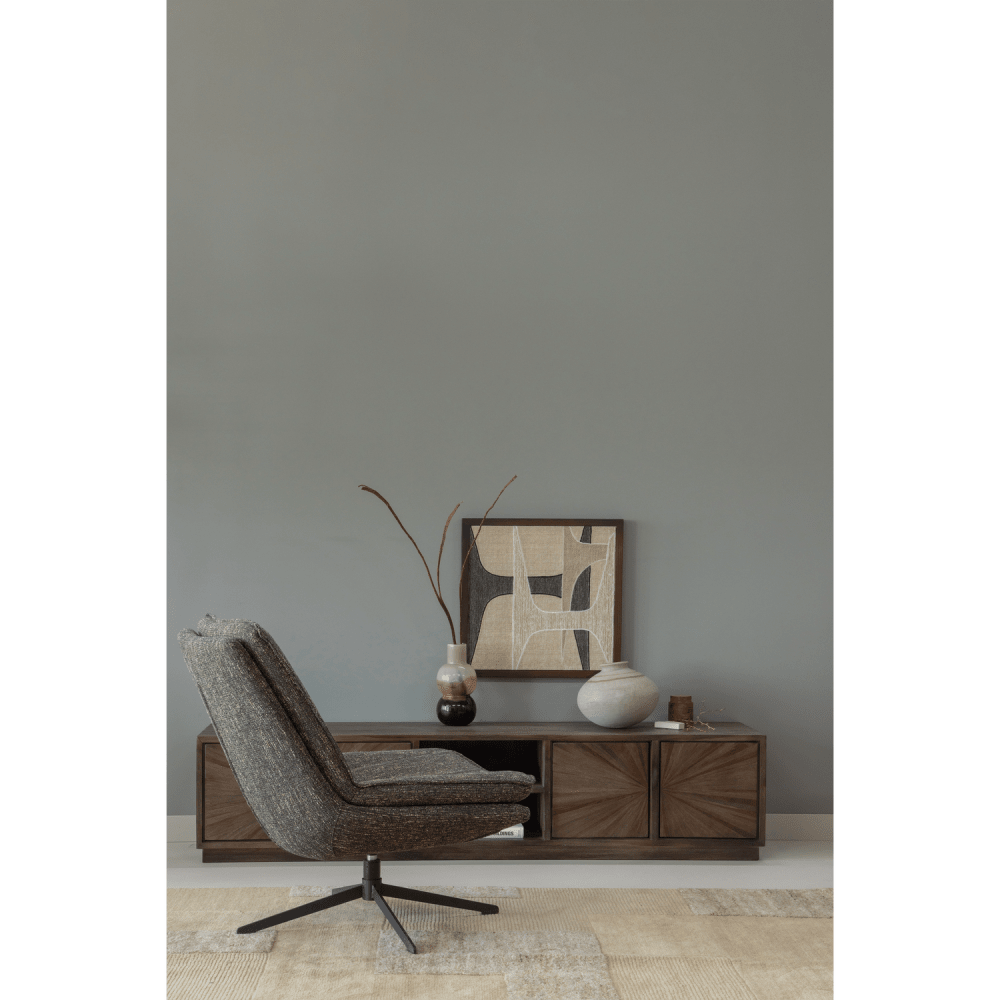 Woood - Fauteuil pivotant en tissu mélangé marron