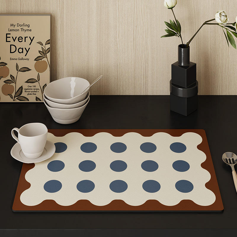 Vintage Polka Dot PU Leather Table Mat