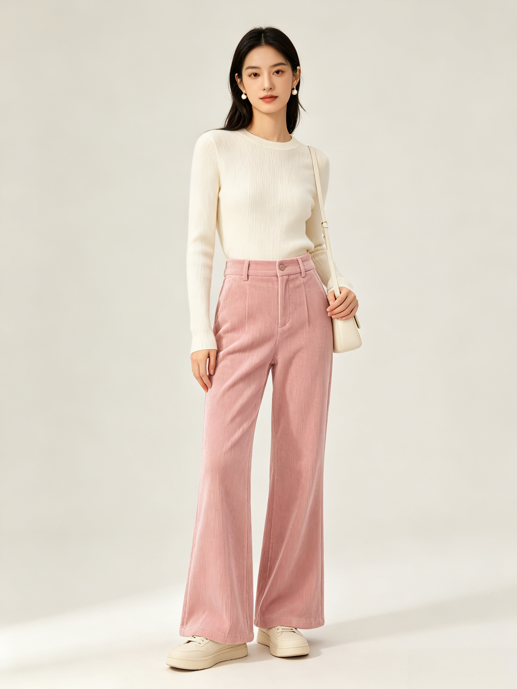 New European and American High-waisted Wick Velvet Flared Pants Solid Color Casual Wide-leg Pants Women