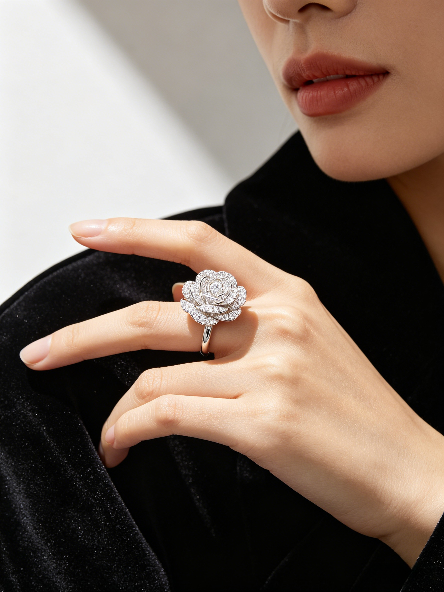 Pave Crystal Rose Ring