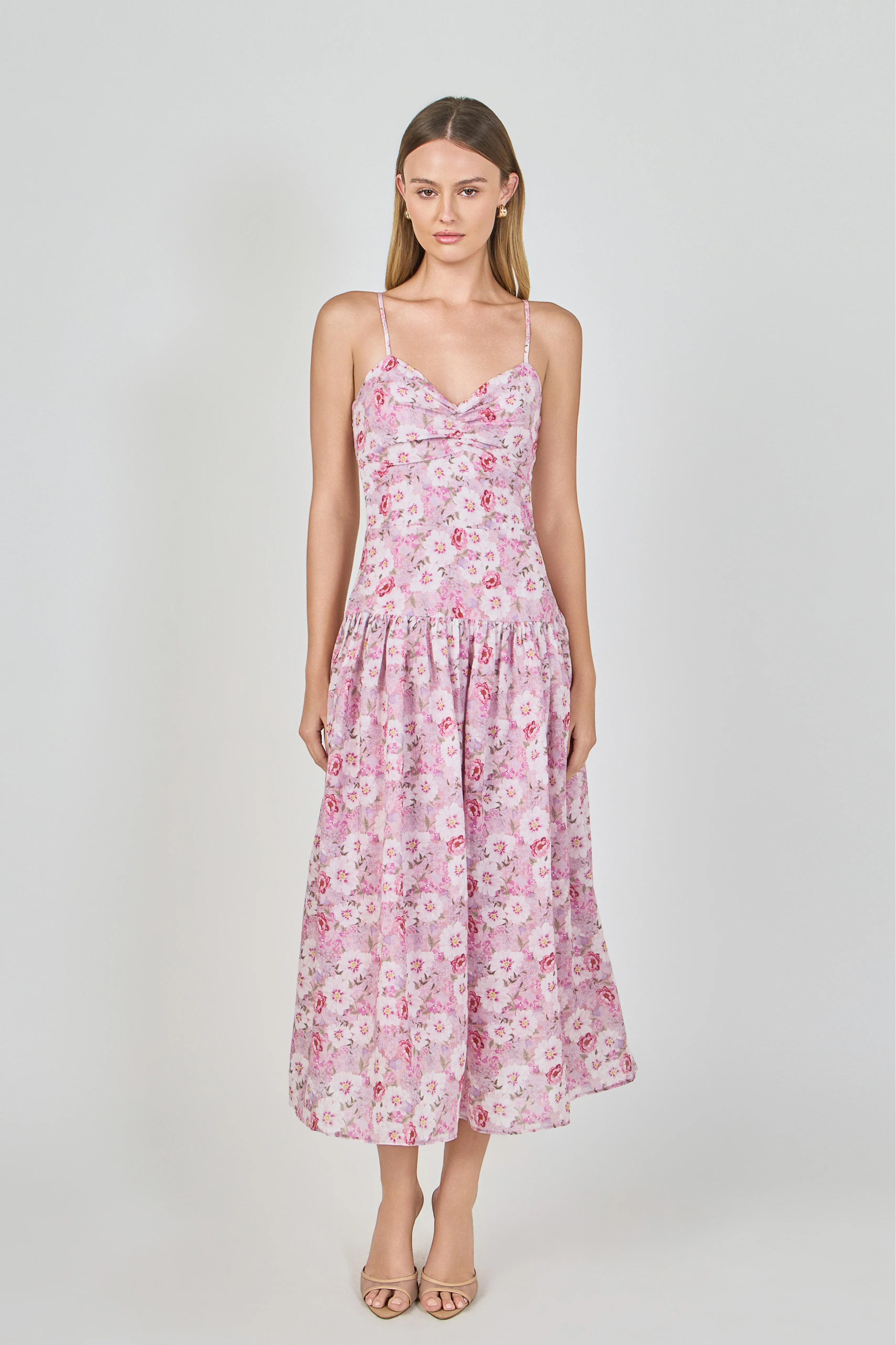 Floral Drop Waist Maxi Dress - vipsense