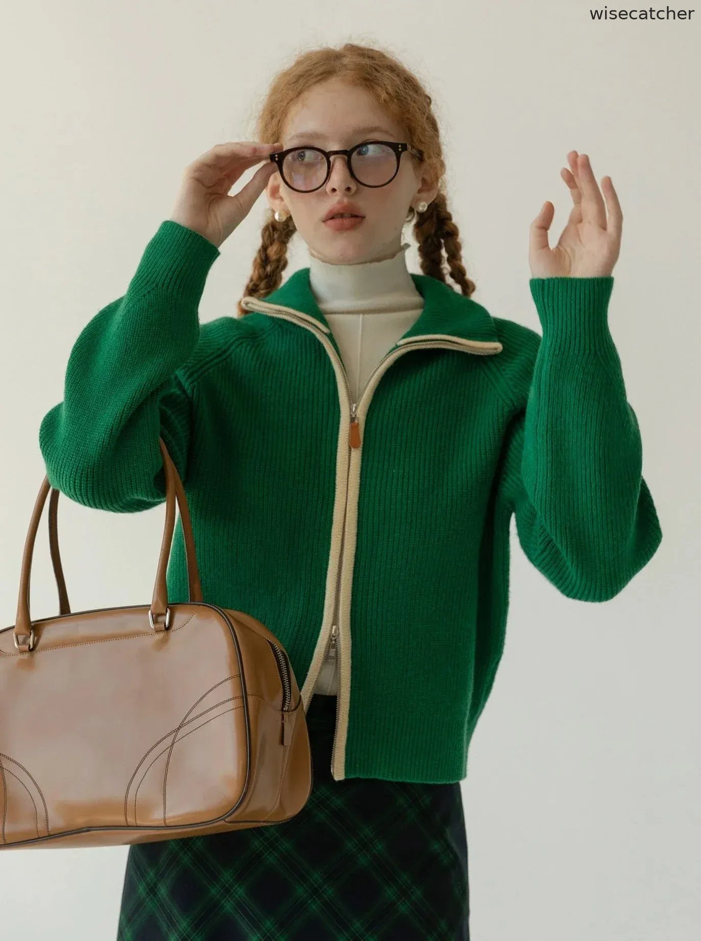 Retro lapel zip knit jacket - jugjet