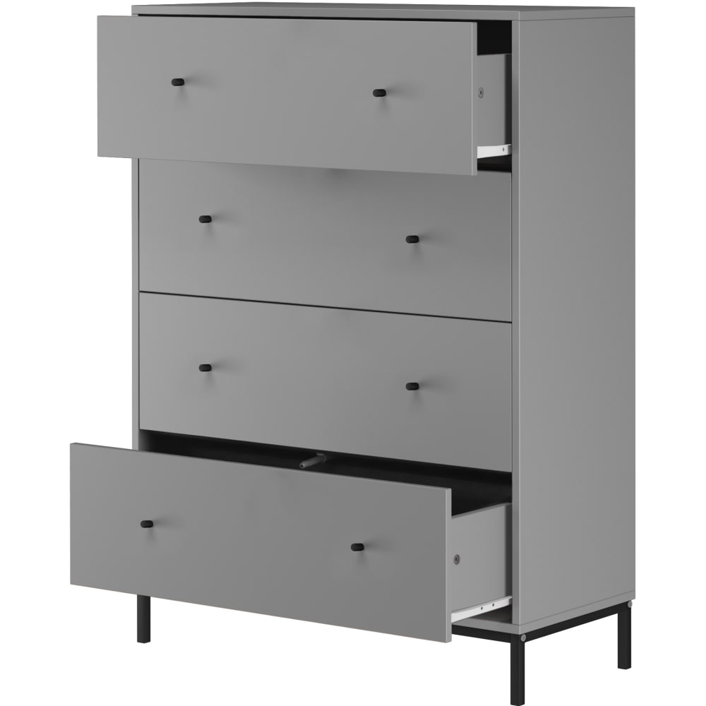 Celine - Commode avec 4 tiroirs en mélaminé gris