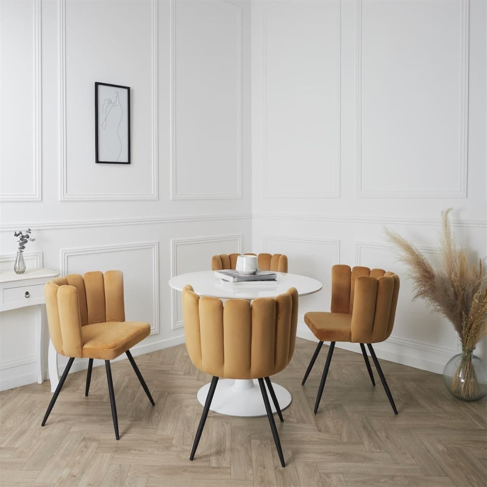Charlotte - Lot de 2 chaises velours jaune et métal noir