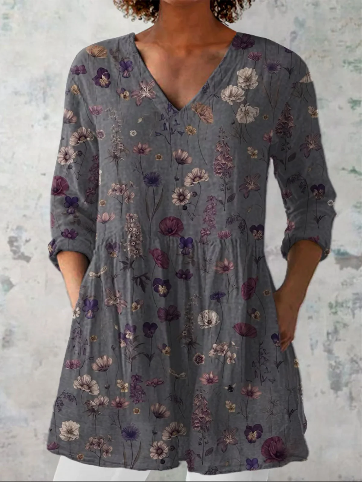 Audrey  Long Sleeve Blouse with V-Neck