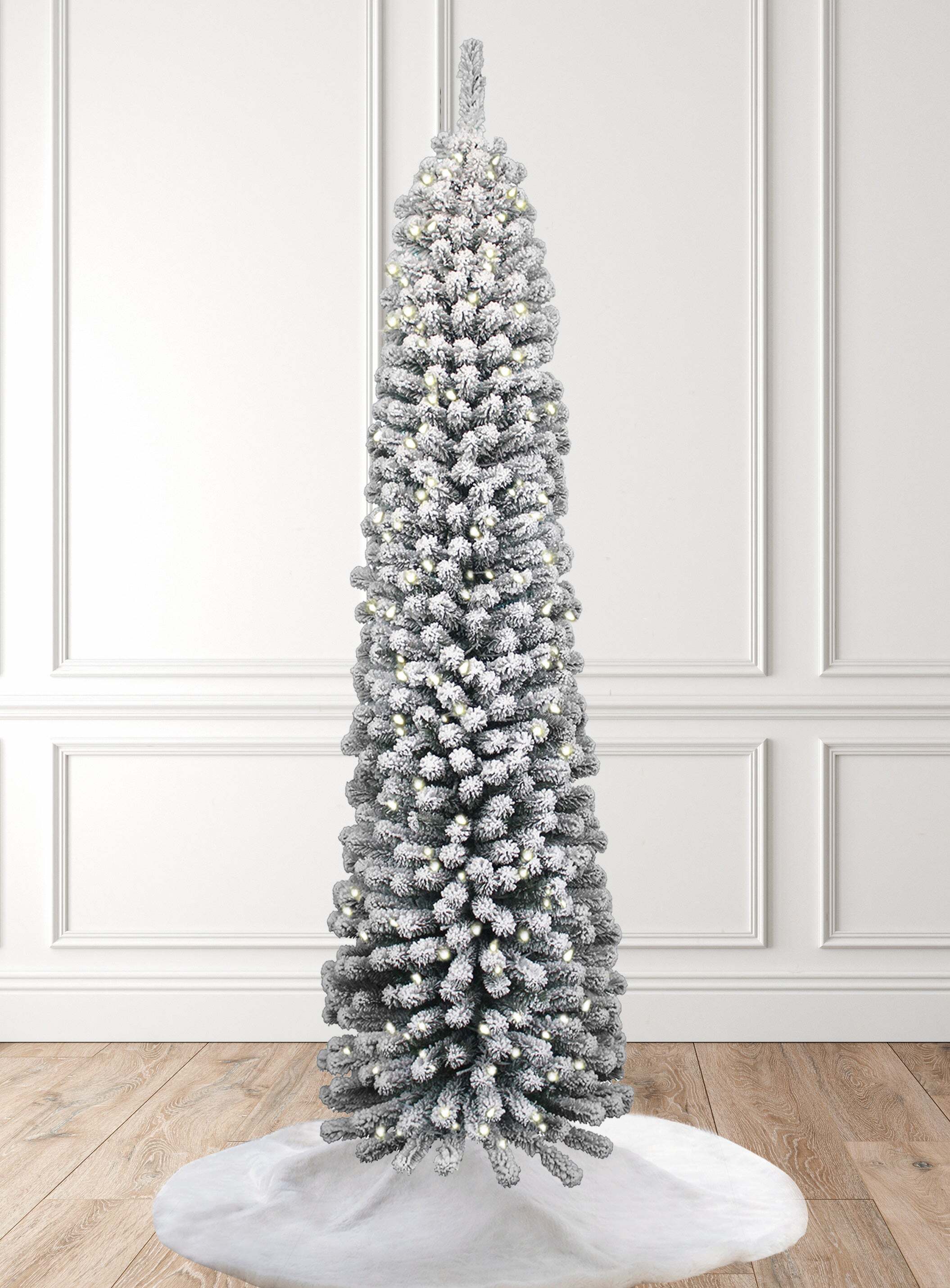 8' Prince 🎄 Pencil Artificial Christmas Tree with 500 Warm White LED Lights