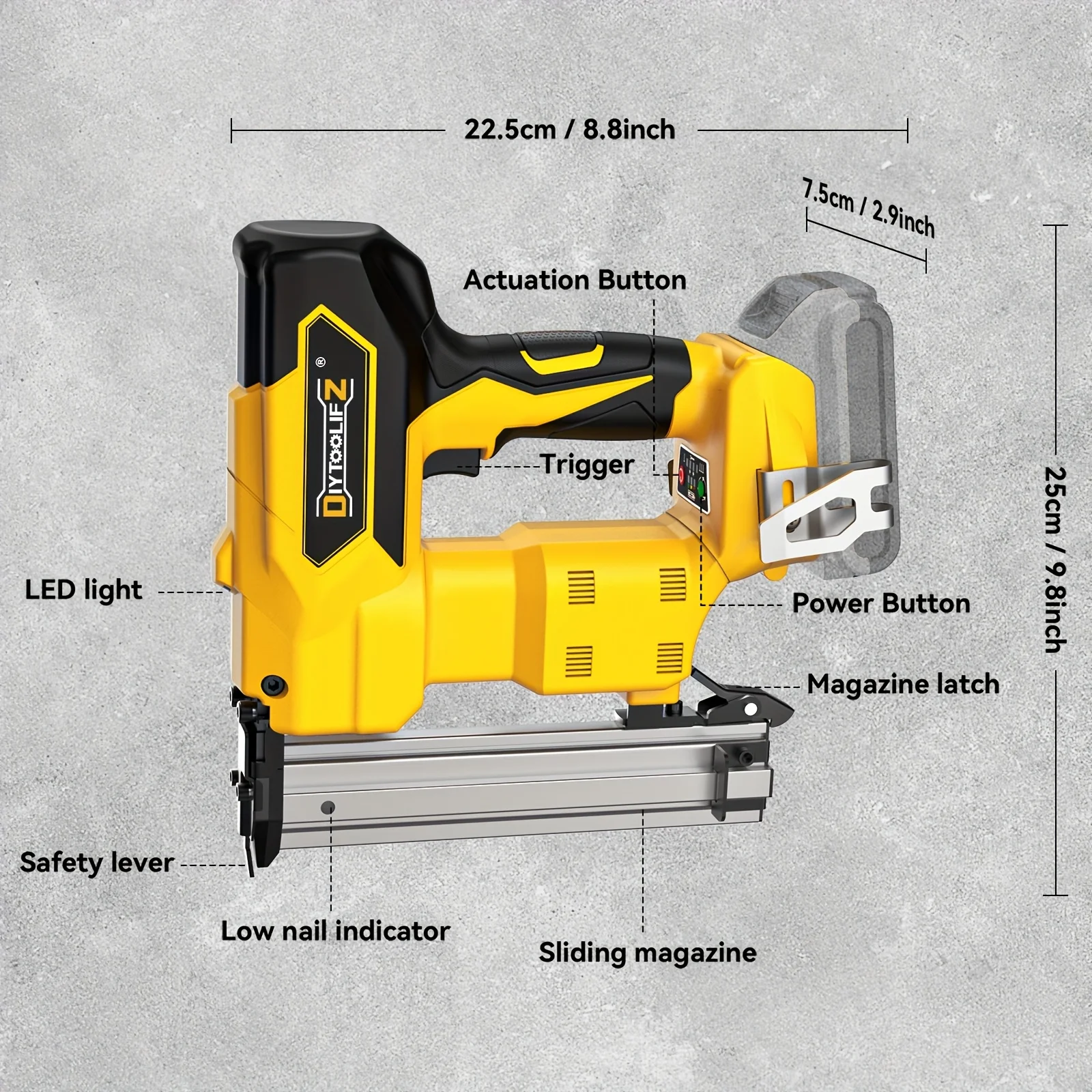 Cordless Brad Nailer Compatible with Dewalt 20V Battery: Brushless Electric Nail Gun with 1000 Nials - 2 Mode 18 Gauge Nail Gun,5/8 to 1-1/4 Inch for Upholstery Woodworking Carpentry(Tool Only)