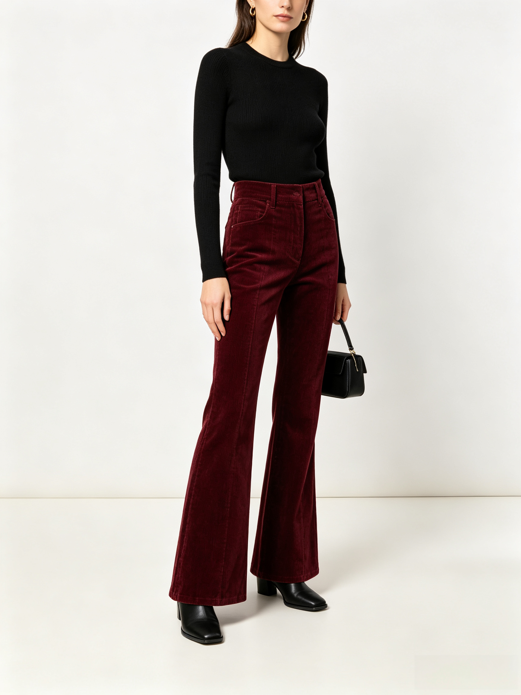 New European and American High-waisted Wick Velvet Flared Pants Solid Color Casual Wide-leg Pants Women