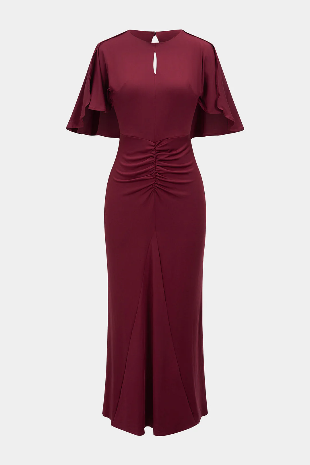 Cut Out Short Sleeve Ruched Maxi Dress