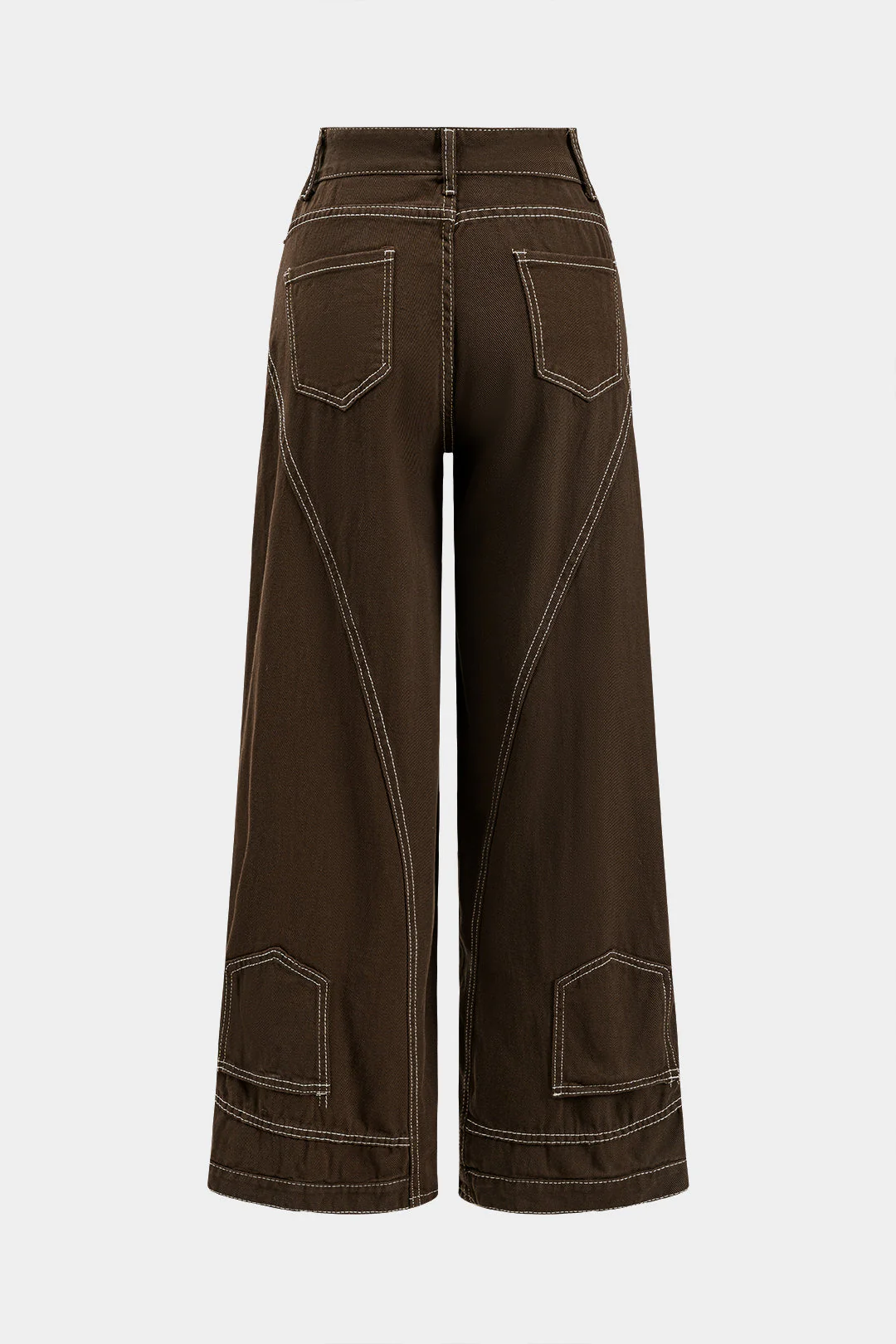 Denim Seamdetail High Waist Straight Leg Jeans