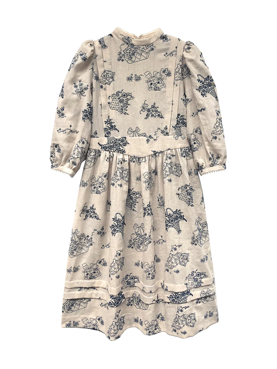 Unlogical Poem Victorian style Blue Illustration Embroidered Ramie Dress