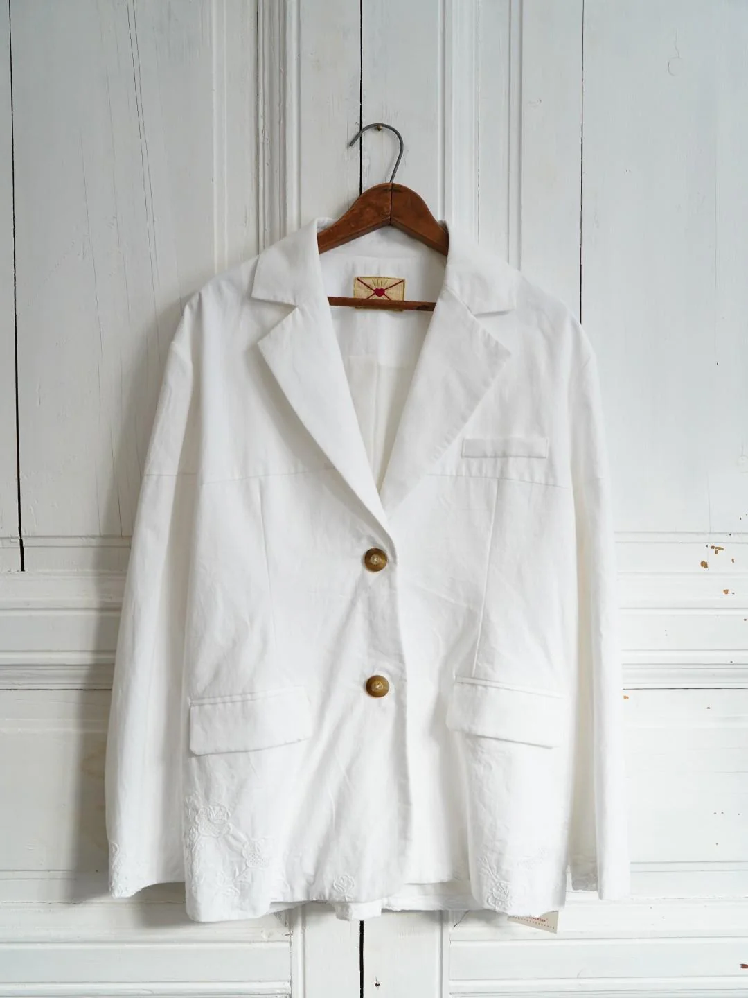 Unlogical Poem Lace Embroidered Antique Cotton Blazer