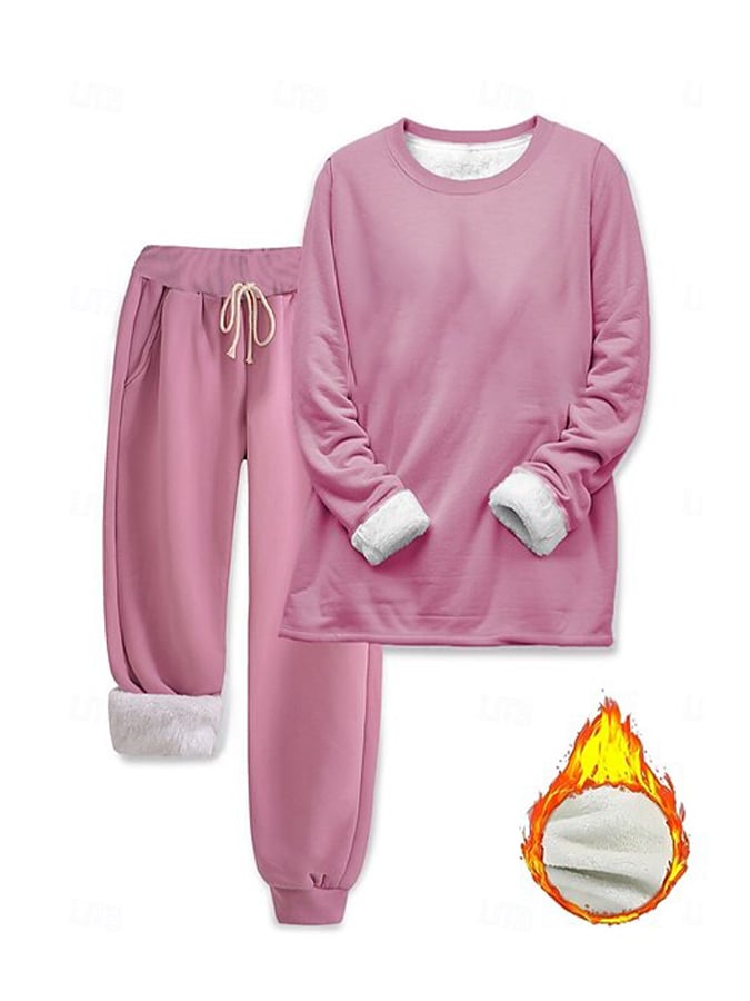 Women'S Solid Color Casual Comfortable Warm Quilted Home Set