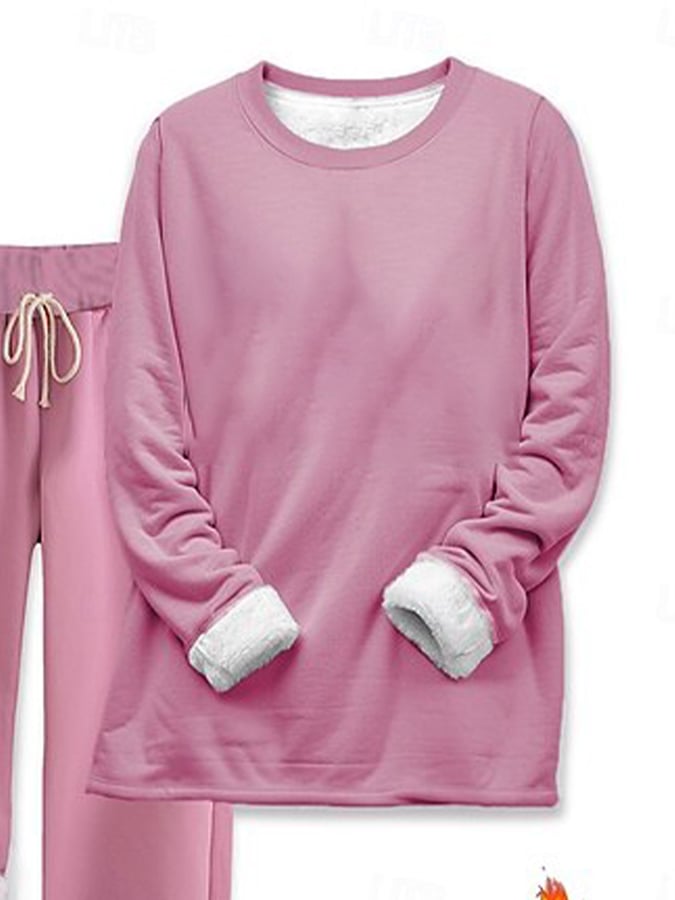 Women'S Solid Color Casual Comfortable Warm Quilted Home Set