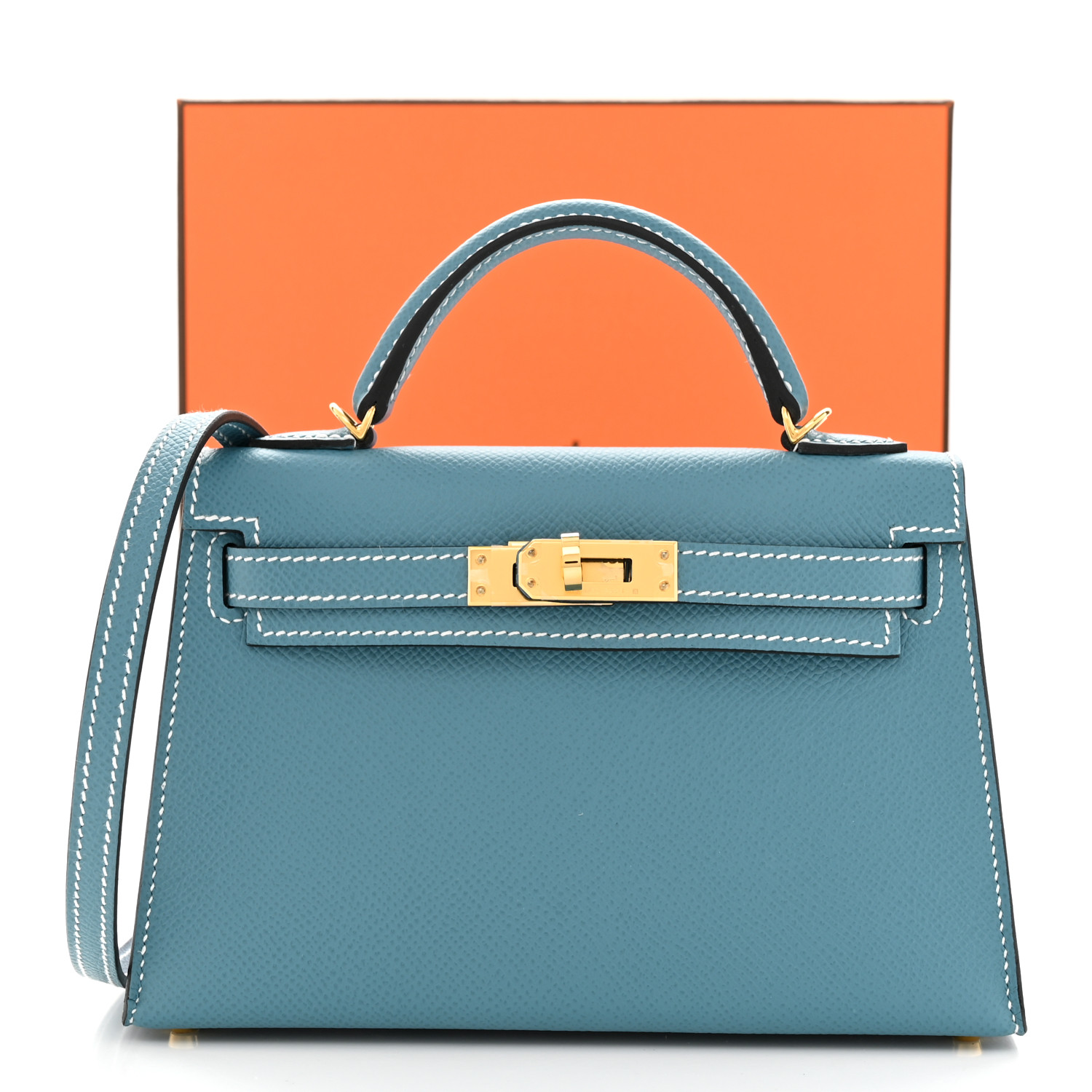 NMEpsom Mini Kelly Sellier 20 New Blue Jean