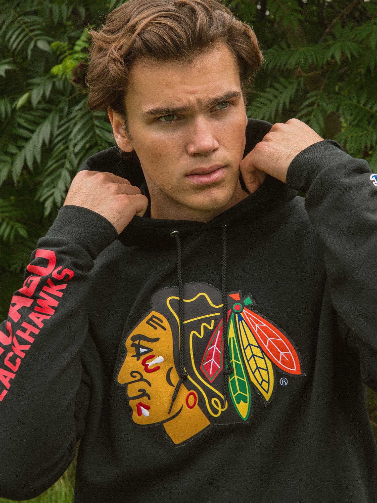 NMCHAMPION NHL CHICAGO BLACKHAWKS CENTER ICE PULLOVER HOODIE