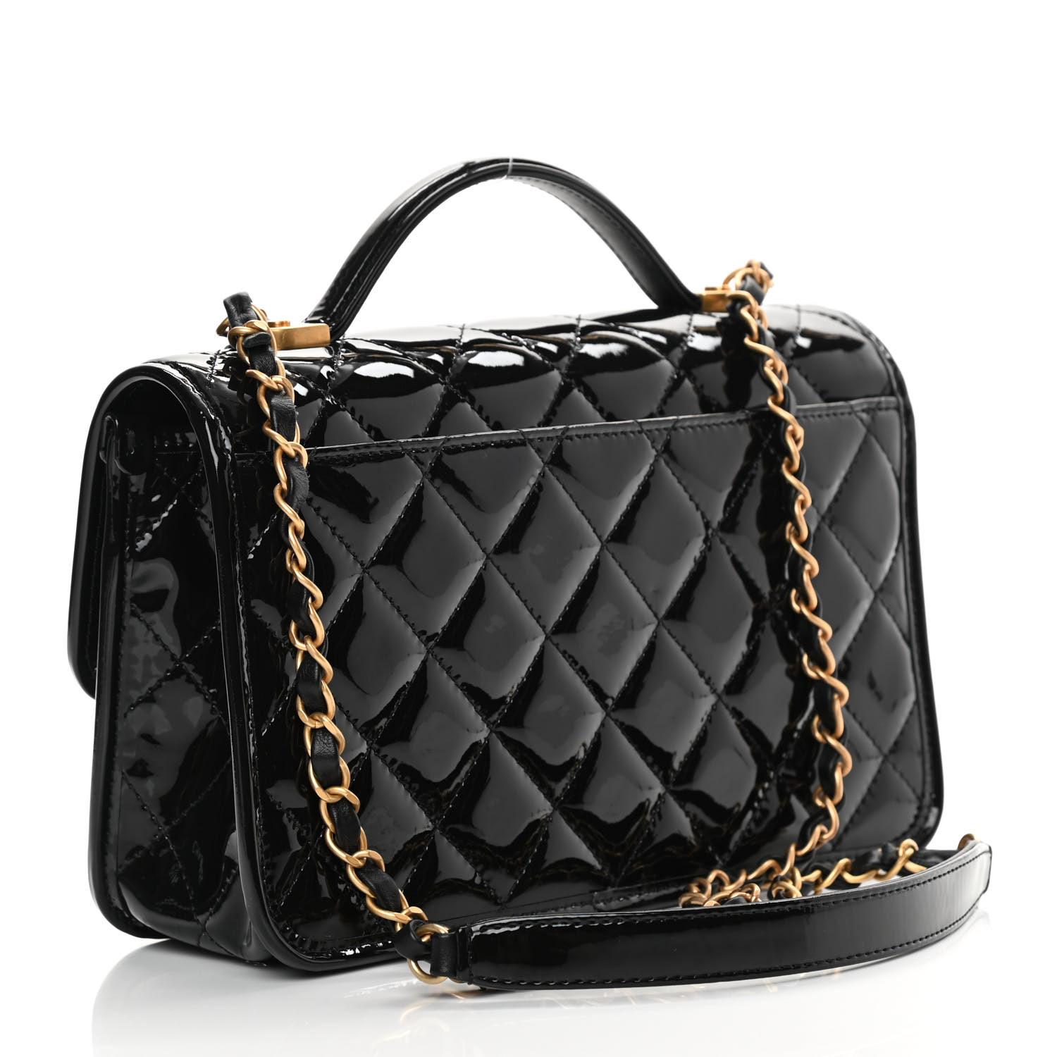 NMPatent Quilted Small Top Handle Flap Black