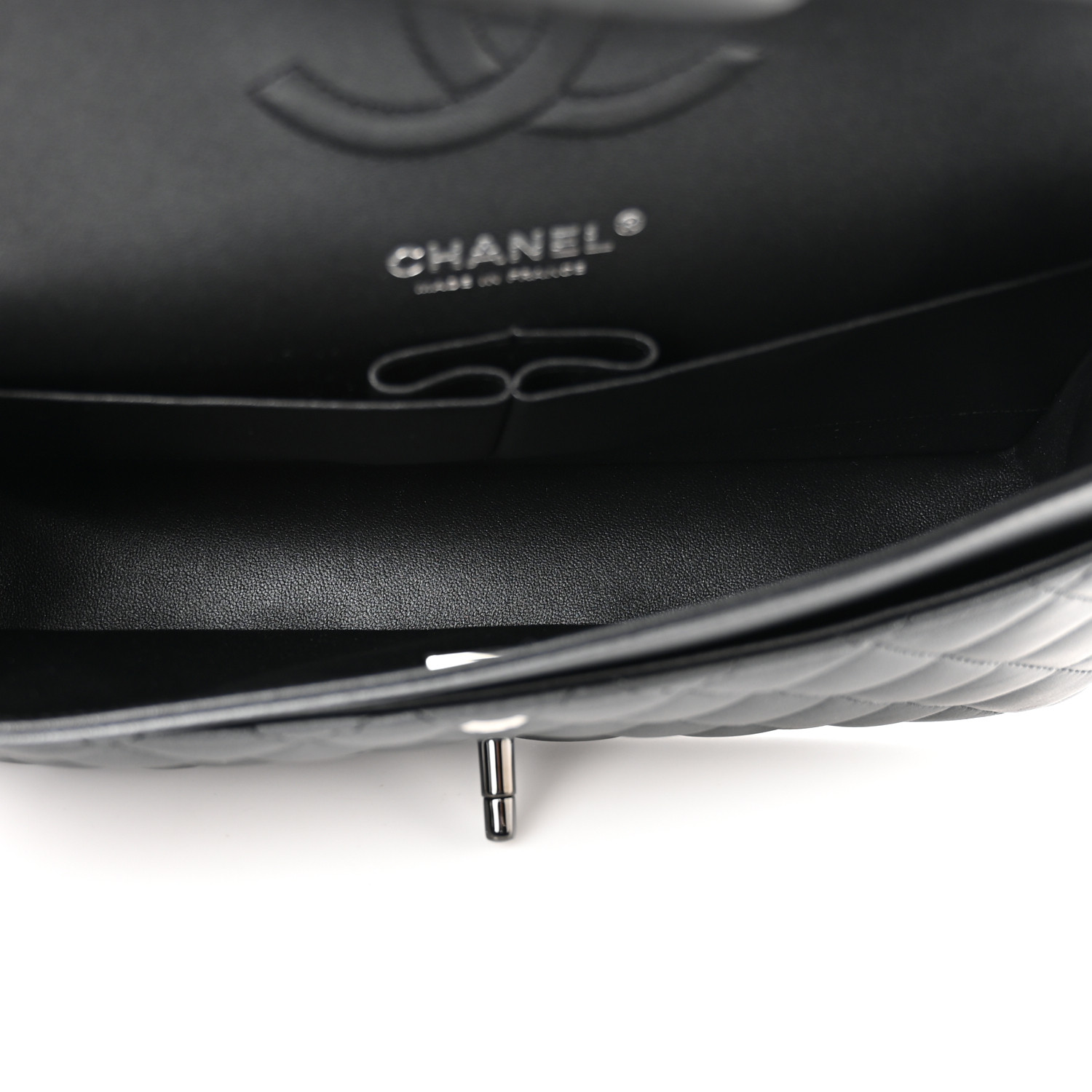 NMLambskin Quilted Medium Double Flap So Black