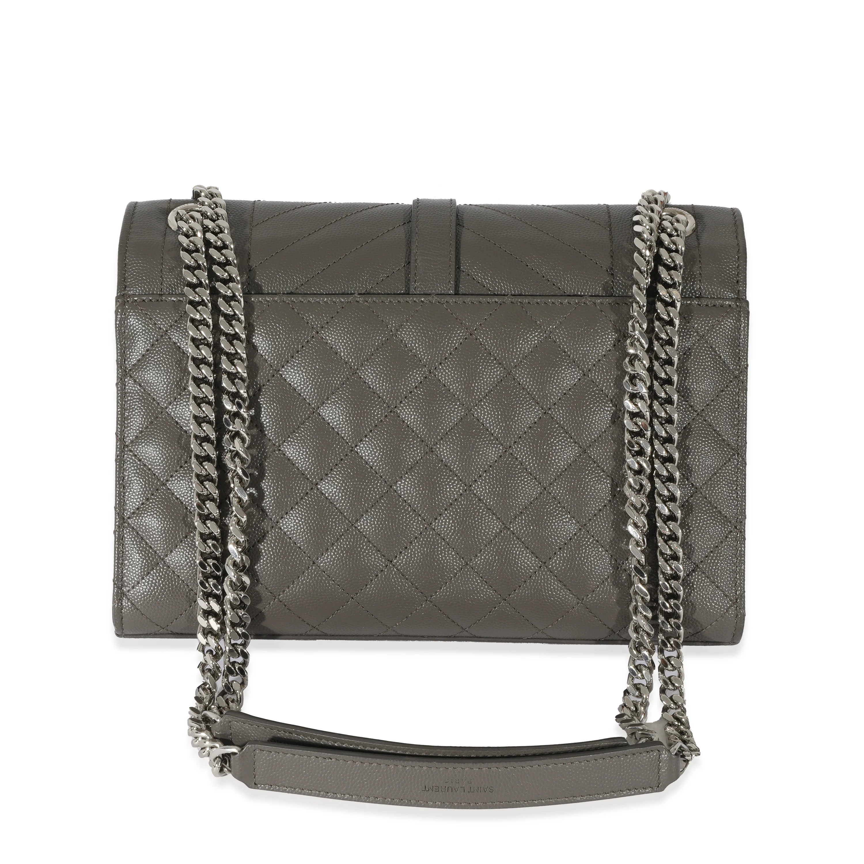 NMSaint Laurent Grey Grain De Poudre Medium Envelope In Mix Flap Bag