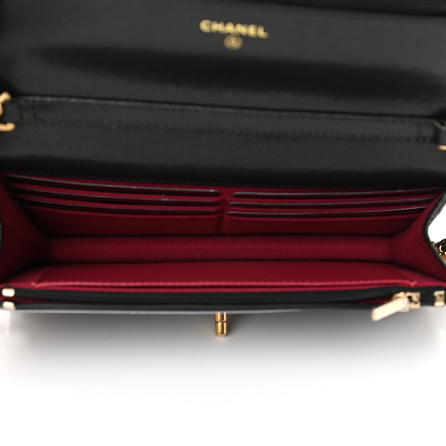 NMCaviar Quilted Twist Your Buttons Wallet On Chain WOC Black