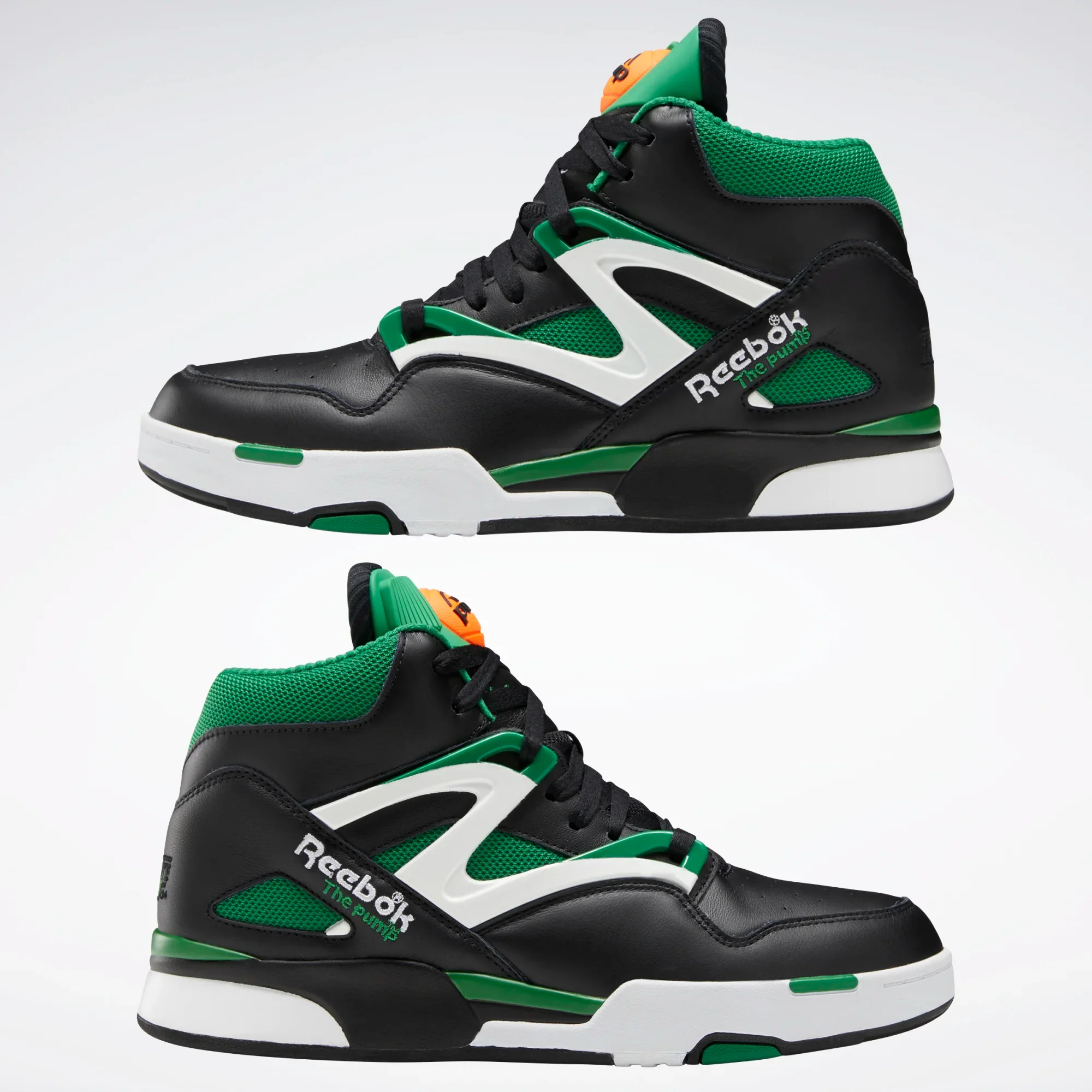 NMReebok Men's Pump Omni Zone II Shoes - Core Black / Glen Green / Ftwr White