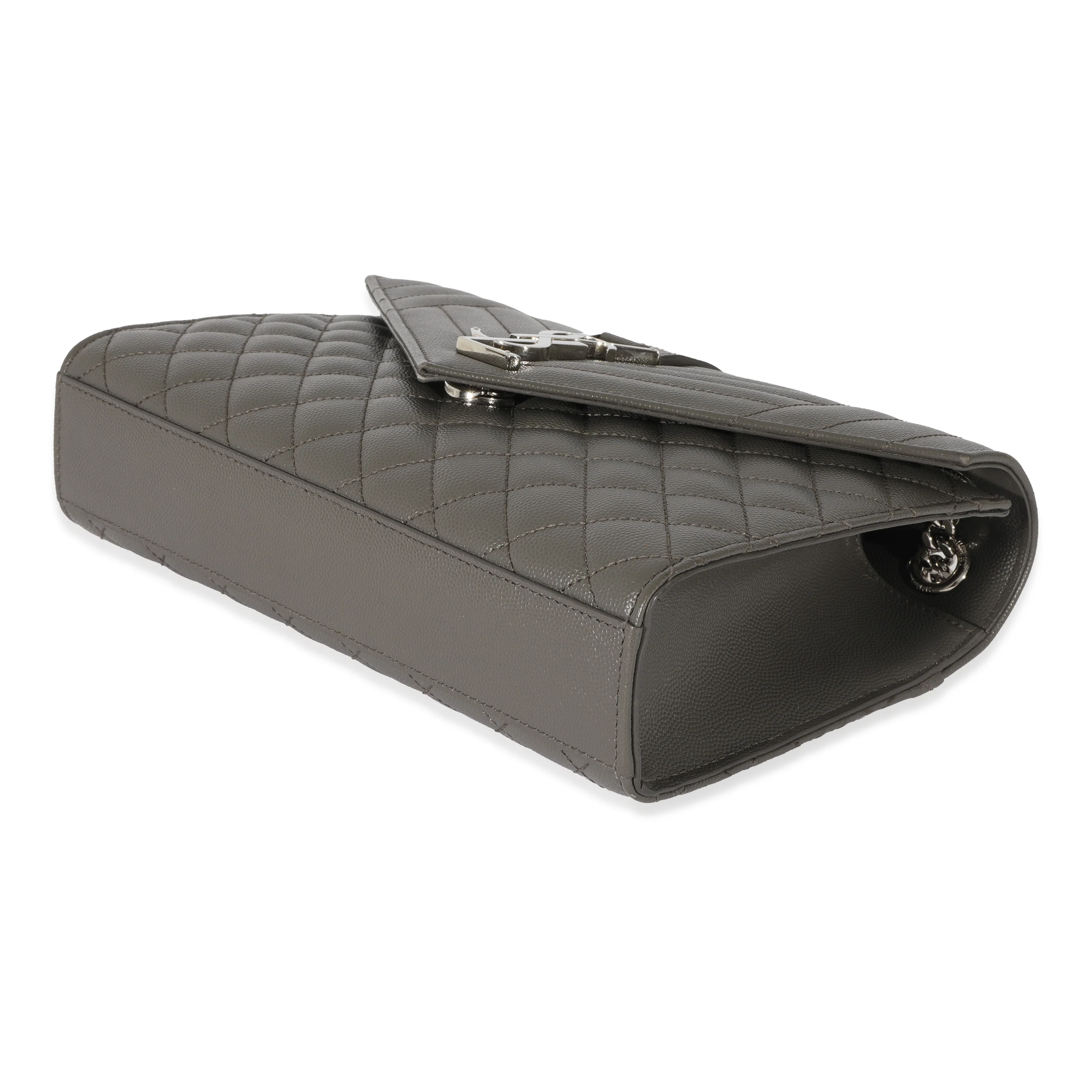 NMSaint Laurent Grey Grain De Poudre Medium Envelope In Mix Flap Bag