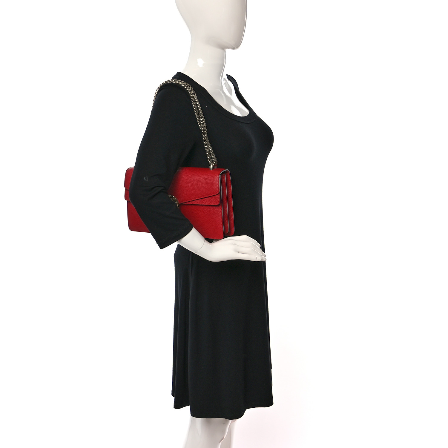 NMPebbled Calfskin Small Dionysus Shoulder Bag Red