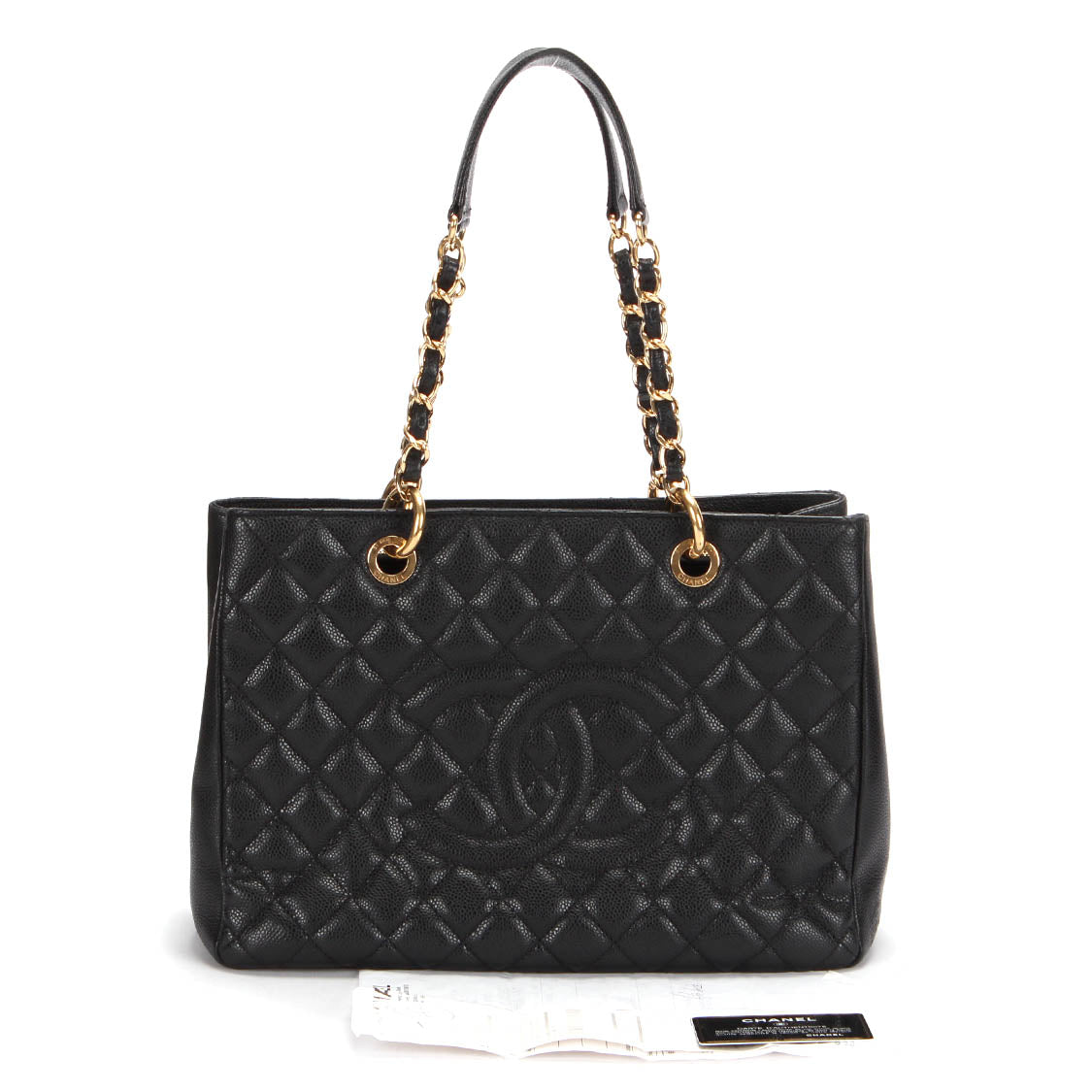 NMCaviar Quilted Grand Shopping Tote GST Black - Gold chain