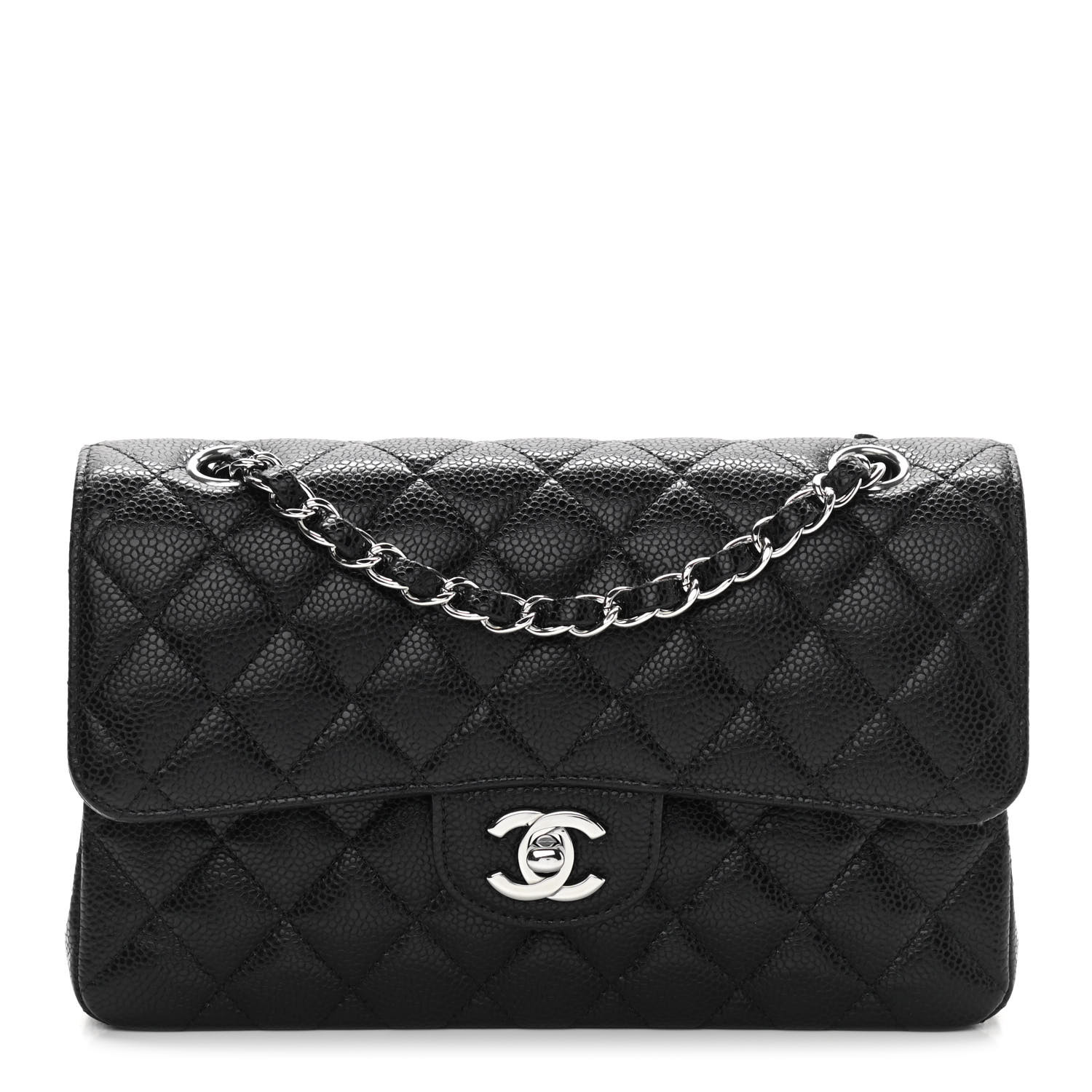 NMCaviar Quilted Small Double Flap Black