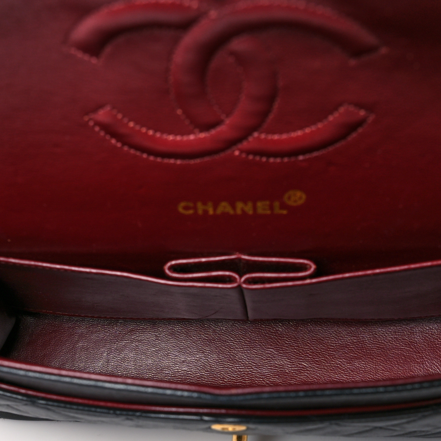 NMLambskin Quilted Medium Double Flap Black