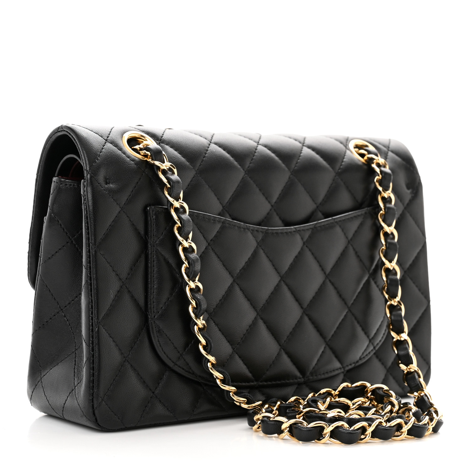NMLambskin Quilted Small Double Flap Black